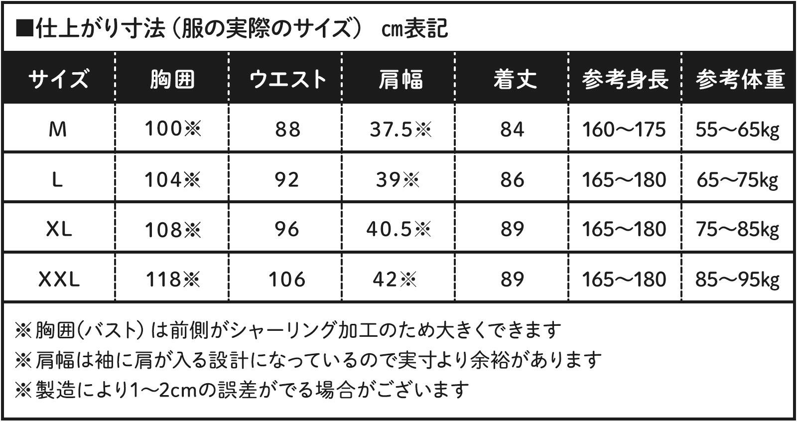 サイズ表